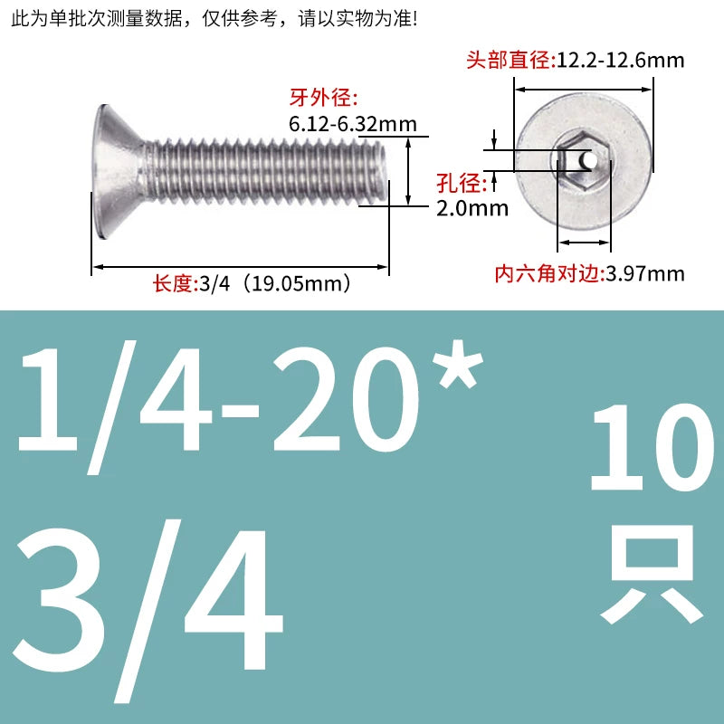 UNC/UNF 304/316 Stainless Steel Screw Hex Socket Countersunk Hollow Through-Hole Vacuum Exhaust Fastener