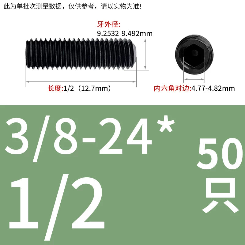 2 #-3/4UNC/UNF Grade 12.9 Screw Imperial Concave End Hex Headless Machine Rice Stop Screw
