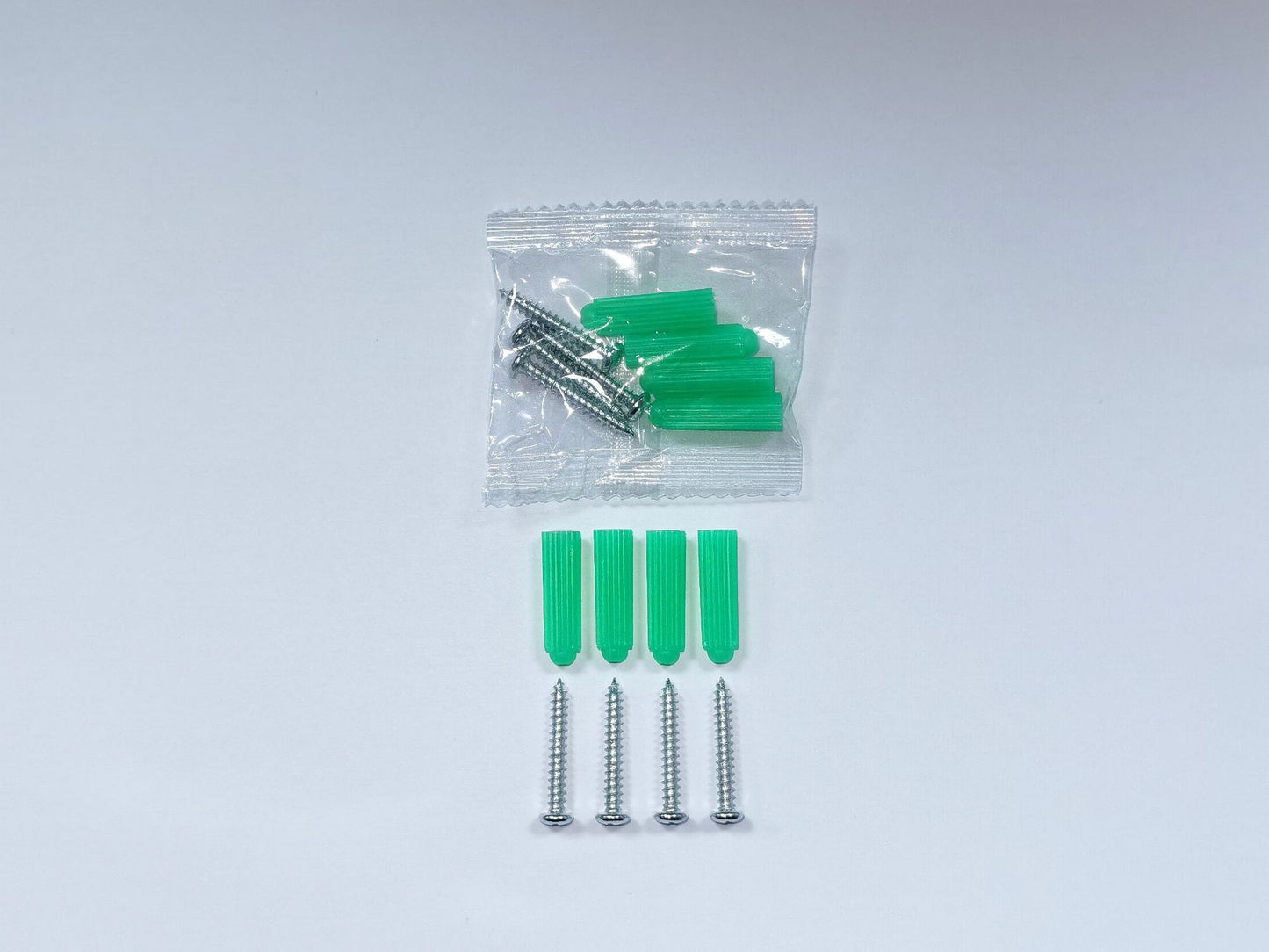 M3.5 Green Plastic Expansion Screw Pack with Self Tapping Screws & Rubber Plugs for Wall Mounting/Cabinet Installation/Shelf Fixing/DIY Home Hardware Projects