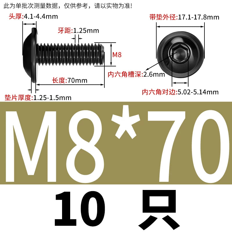 Black 304 Stainless Steel ISO7380.2 Screws | M2-M10 Semi-Round Head Hex Flange Machine Screws