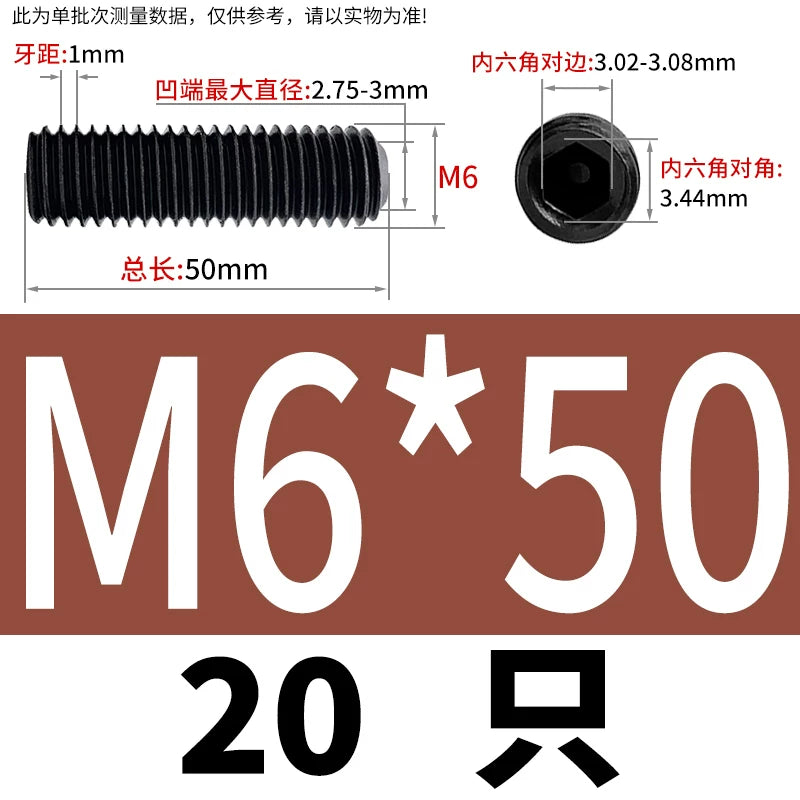 DIN916/GB80 M1.6-M24 Concave End Screw | 12.9 Grade Hex Socket Headless Industrial Set Screw