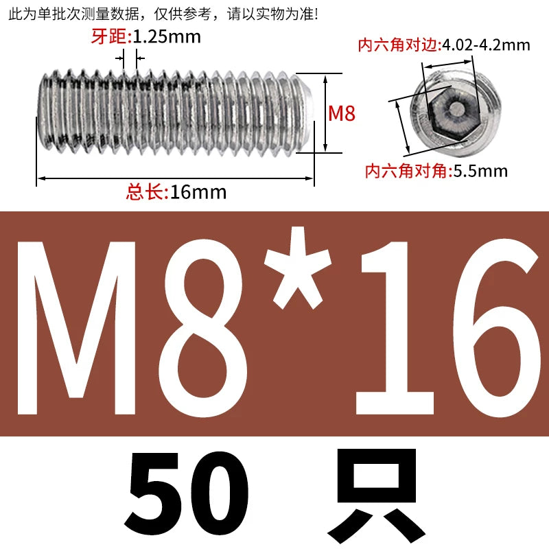DIN913/GB77 M1.6-M20 Headless Set Screw 304 Stainless Steel Hex Socket Flat End Grub Screw