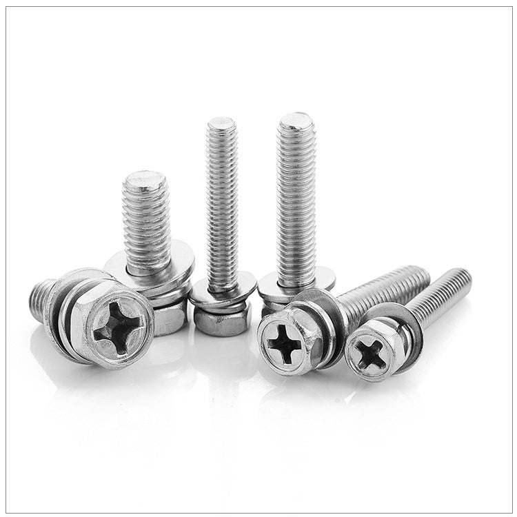 M3/M4/M5/M6 Carbon Steel Nickel Plated Cross Cave Outer Hexagon Combination Screw Three Combination Screw Combination Bolt  for Industrial & Construction Use