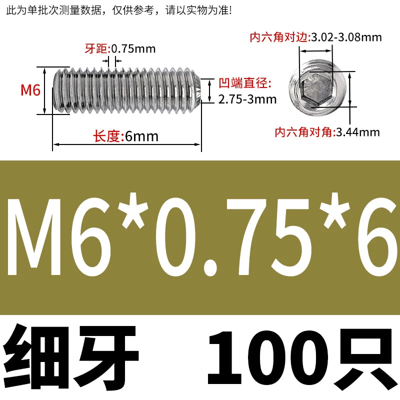 916K Headless Set Screw 304/316L Stainless Steel Hex Socket Knurled Concave End Threaded