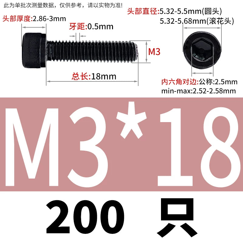 DIN912 Black Dacromet Screw 304 Stainless Steel  M1.4-M10 Cup Head Hex Cylinder Bolt