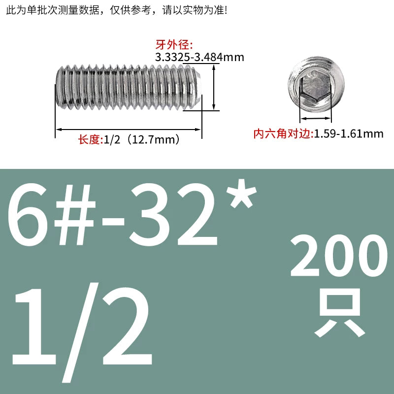 UNC/UNF Stainless Stee Set Screw Inch Headless Hex Socket Concave End Coarse/Fine Thread Screw