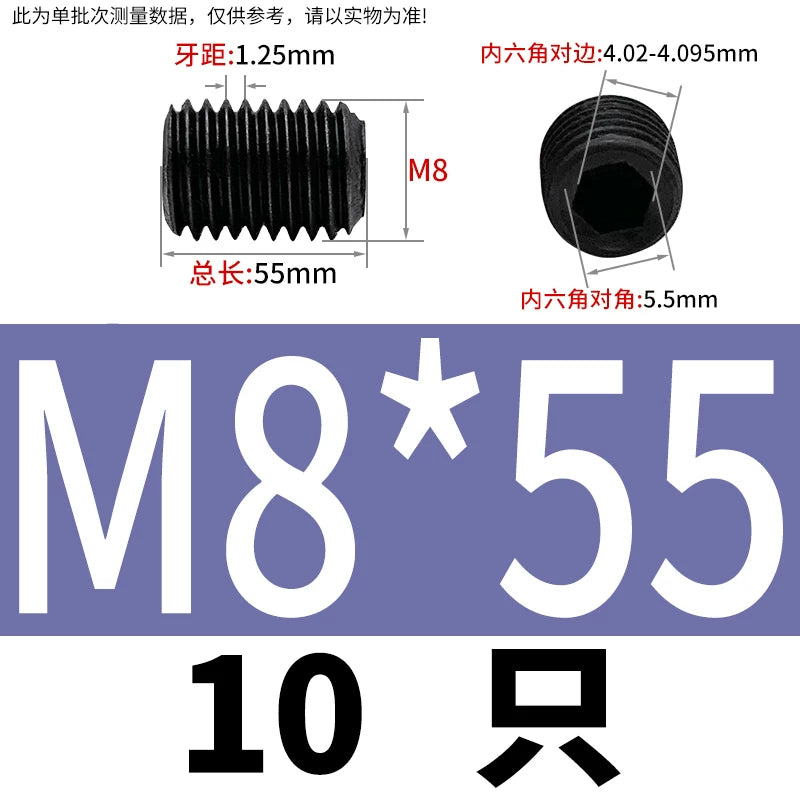 DIN913/GB77 12.9 Grade Set Screw Hex Socket Headless Flat End Fastener M2.5-M16