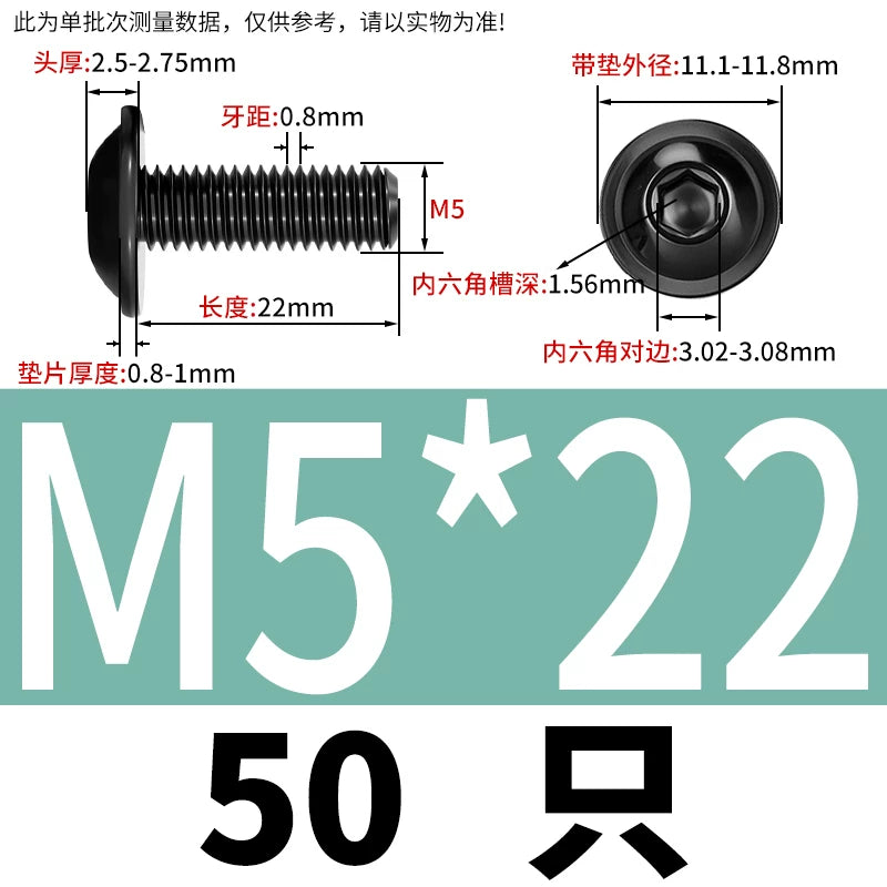 Black 304 Stainless Steel ISO7380.2 Screws | M2-M10 Semi-Round Head Hex Flange Machine Screws