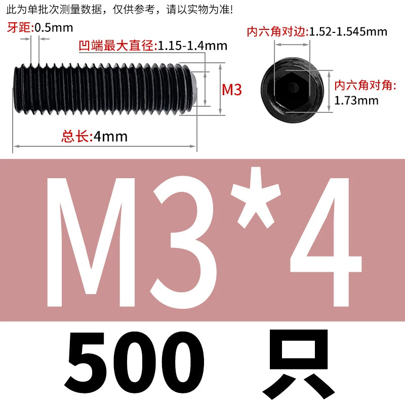 DIN916/GB80 M1.6-M24 Concave End Screw | 12.9 Grade Hex Socket Headless Industrial Set Screw