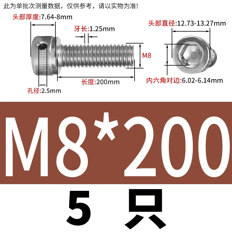 DIN912 Stainless Steel Lead Seal Screw Hex Head Side Hole Anti-Dislodge Fastener