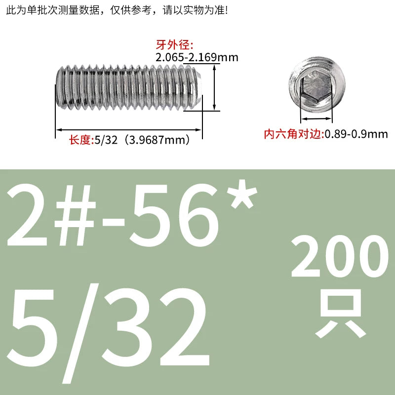 UNC/UNF Stainless Stee Set Screw Inch Headless Hex Socket Concave End Coarse/Fine Thread Screw
