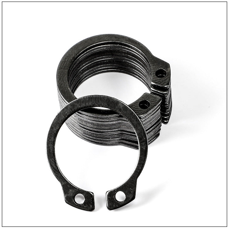 304 Stainless Steel C-Type Spring & Carbon Steel Black Shaft Retaining Ring - Elastic Black Outer Clasp Ring for Mechanical Equipment
