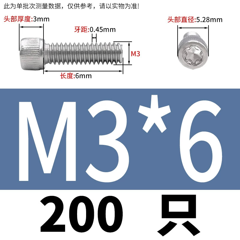 M2 & M3 Black 304 Stainless Steel Torx Socket Head Cap Screws | Knurled ISO 14580