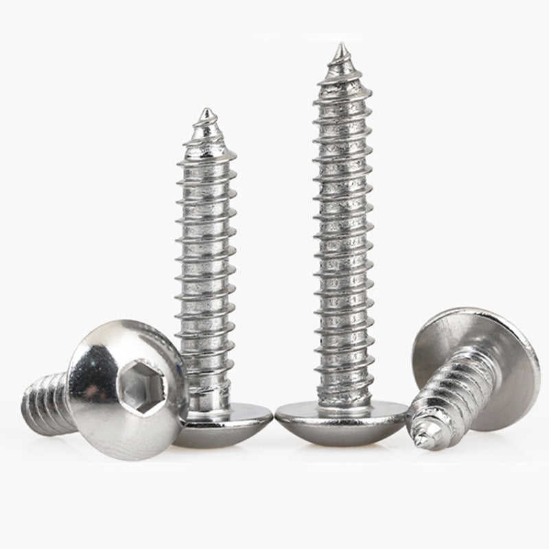 M4/M5/M6 304 stainless steel large flat head hexagon self-tapping screw mushroom head self-tapping nail umbrella head self-tapping thread for Furniture & Woodworking