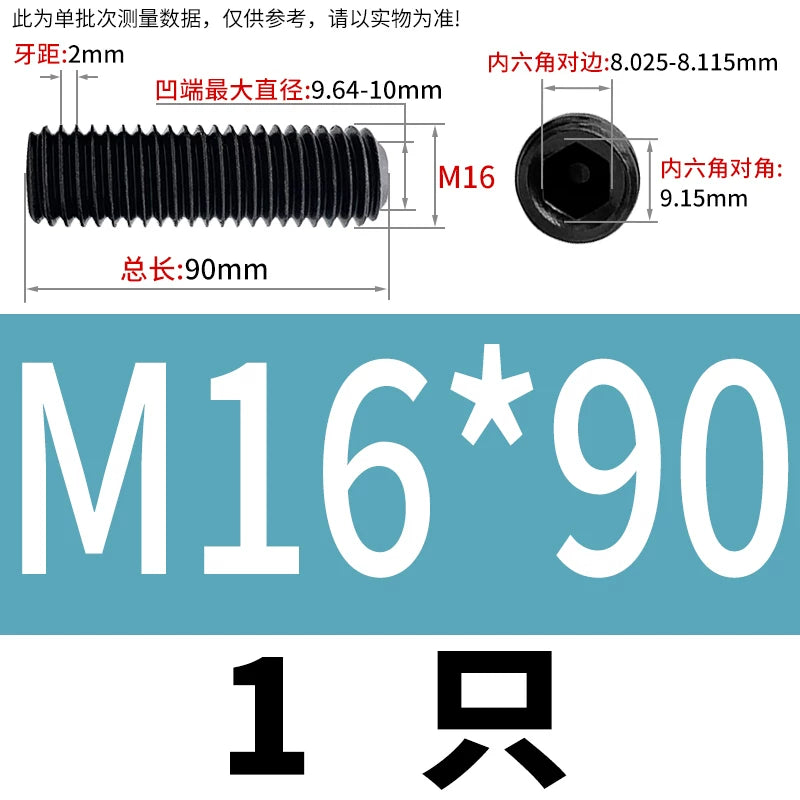 DIN916/GB80 M1.6-M24 Concave End Screw | 12.9 Grade Hex Socket Headless Industrial Set Screw