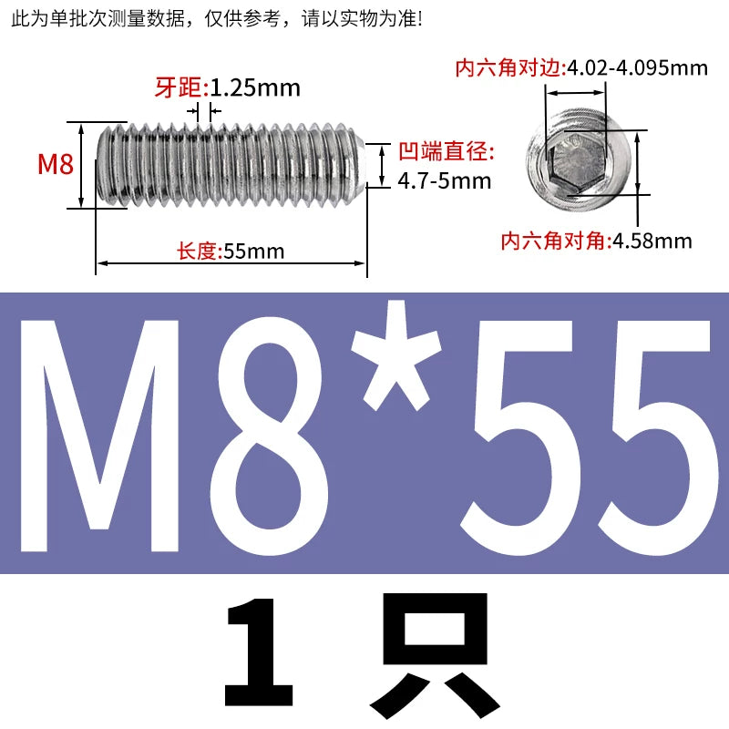 DIN916 M3-M10  316 Stainless Steel Concave End Set Screw Hex Socket Headless Fastener