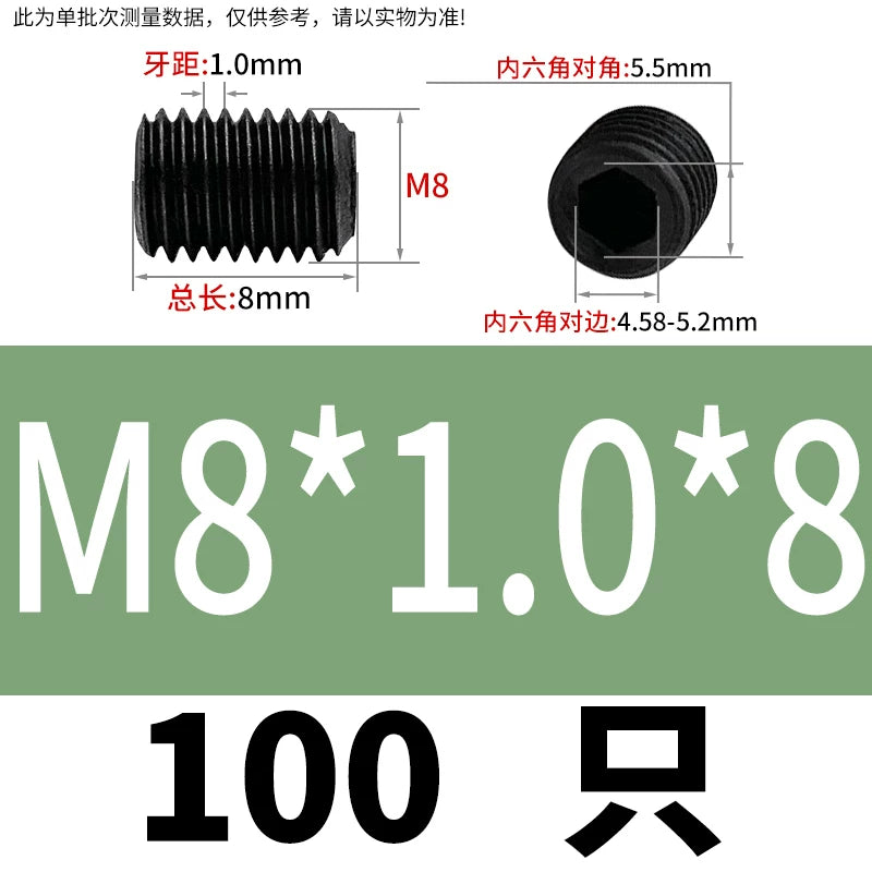 DIN913/GB77 M4-M12 Set Screw 12.9 Grade Fine Thread Flat End Headless Hex Socket Screw