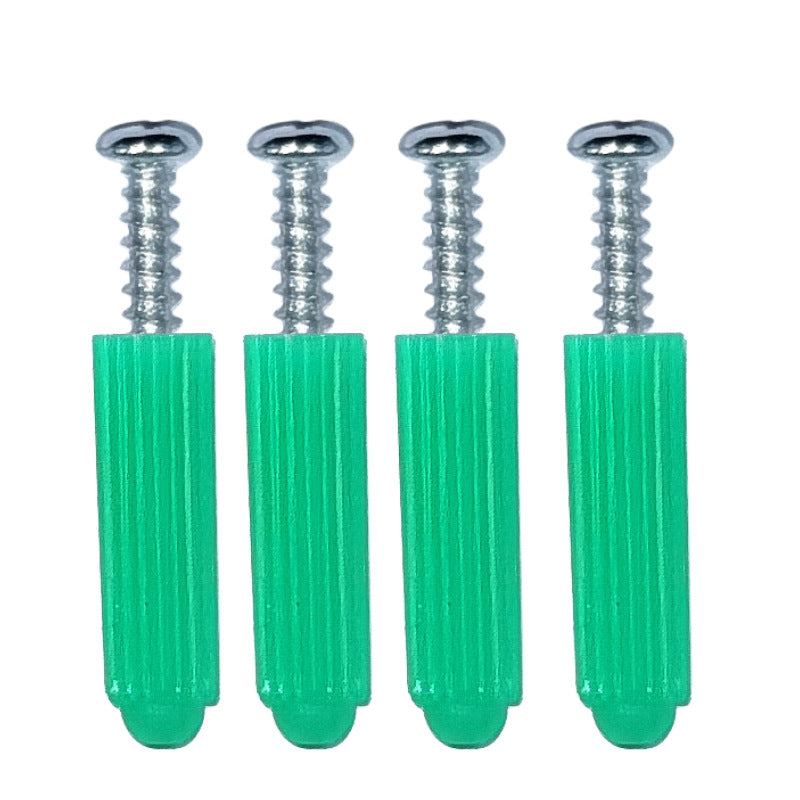 M3.5 Green Plastic Expansion Screw Pack with Self Tapping Screws & Rubber Plugs for Wall Mounting/Cabinet Installation/Shelf Fixing/DIY Home Hardware Projects