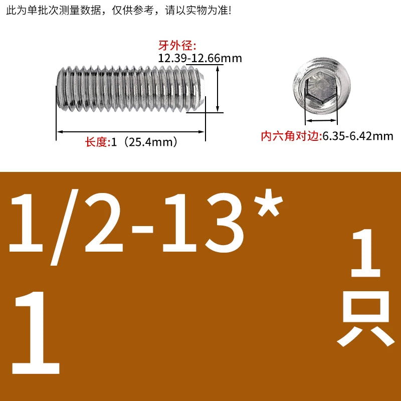 3/8-16 1/2-13 UNC Headless Set Screw 304 SS US Hex Recessed End Inch Fastener