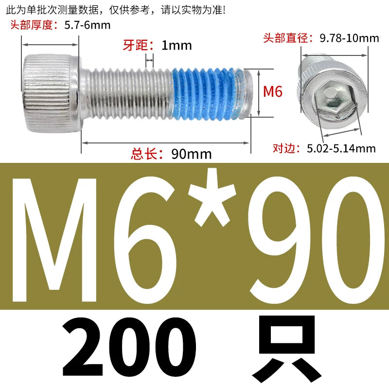DIN912 Screw M1.4-M24  304 Stainless Steel Cup Head Hex Socket Coated Anti-Loose Bolt