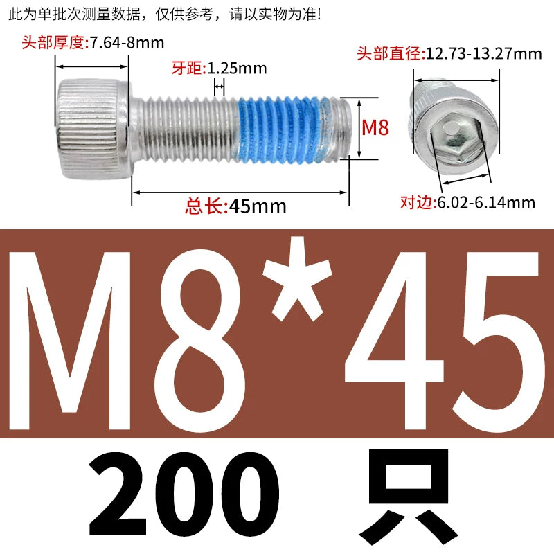 DIN912 Screw M1.4-M24  304 Stainless Steel Cup Head Hex Socket Coated Anti-Loose Bolt