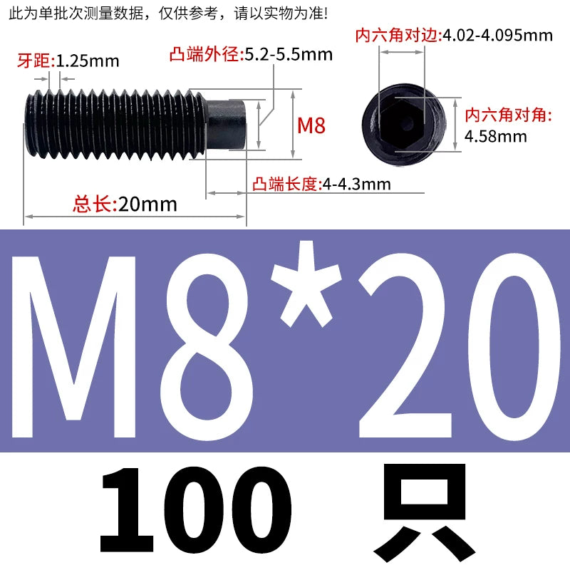 GB79/DIN915 M2.5-M16 Convex End Screw 12.9 Grade Hex Socket Cylindrical Headless Industrial Set Screw