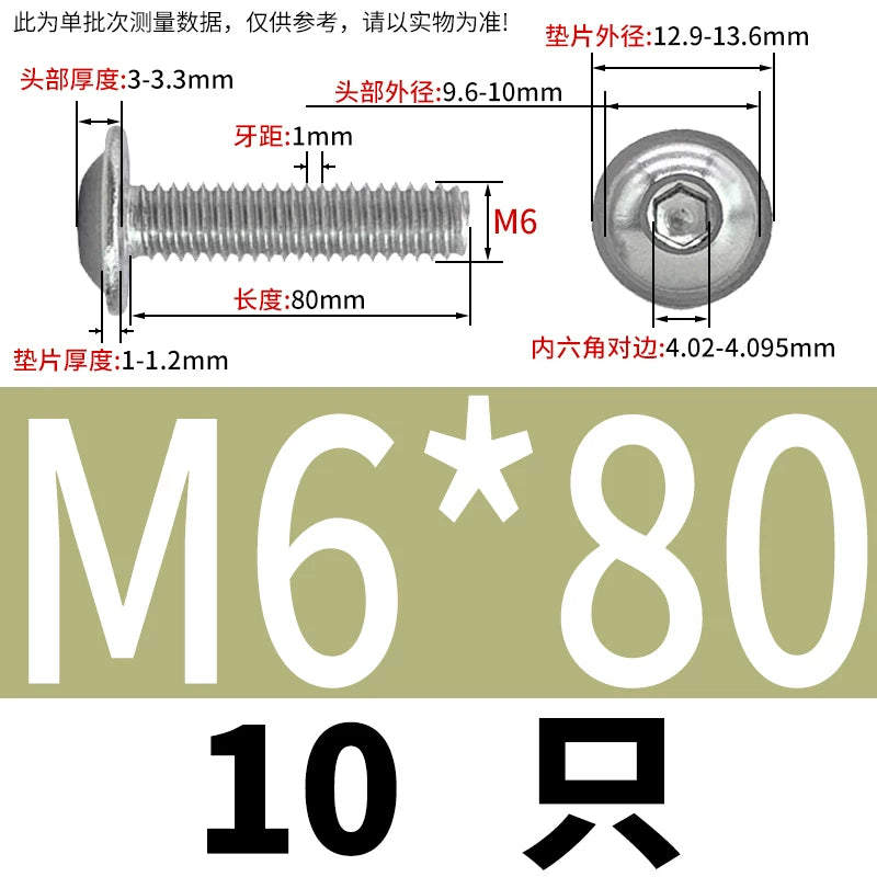 ISO7380.2  M2-M10 Hex Socket Screw 304/316 Stainless Steel Pan Head Flanged Padded Screw
