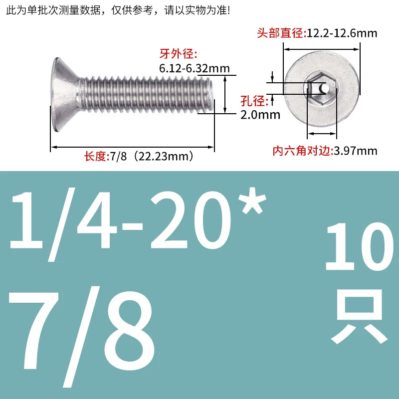 UNC/UNF 304/316 Stainless Steel Screw Hex Socket Countersunk Hollow Through-Hole Vacuum Exhaust Fastener