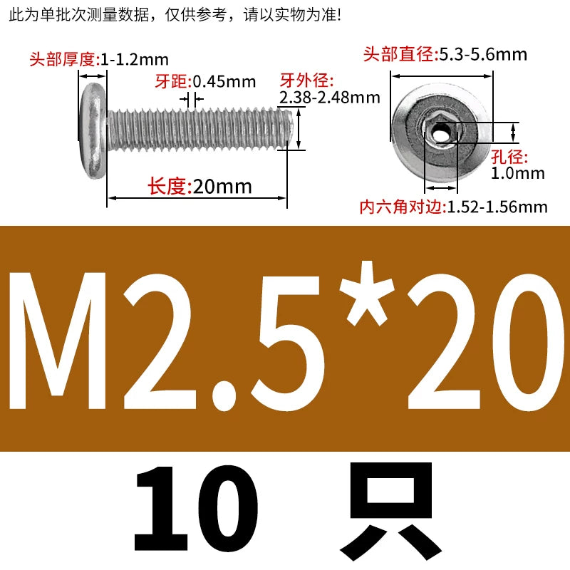 Thin Head Hex Socket Hollow Screws with Chamfered Edge, 304 Stainless Steel Vented Bolts