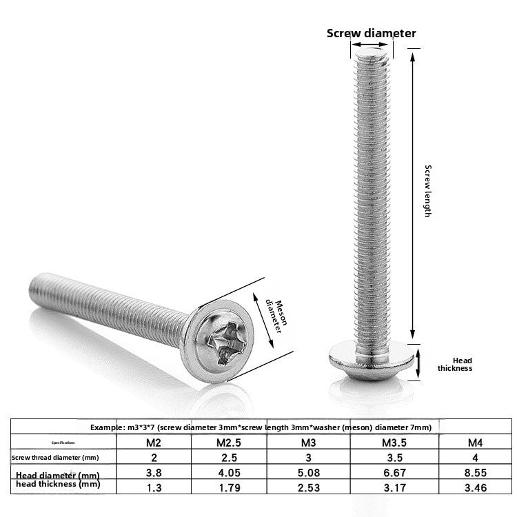 M1.4/M2.5/M3 Nickel-plated cross round head with gasket screw pan head with gasket screws  for DIY & Furniture Assembly