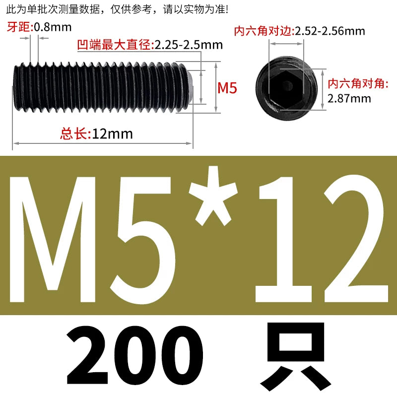 DIN916/GB80 M1.6-M24 Concave End Screw | 12.9 Grade Hex Socket Headless Industrial Set Screw