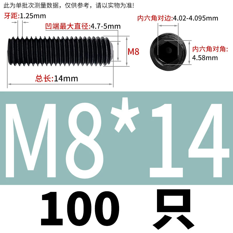 DIN916/GB80 M1.6-M24 Concave End Screw | 12.9 Grade Hex Socket Headless Industrial Set Screw