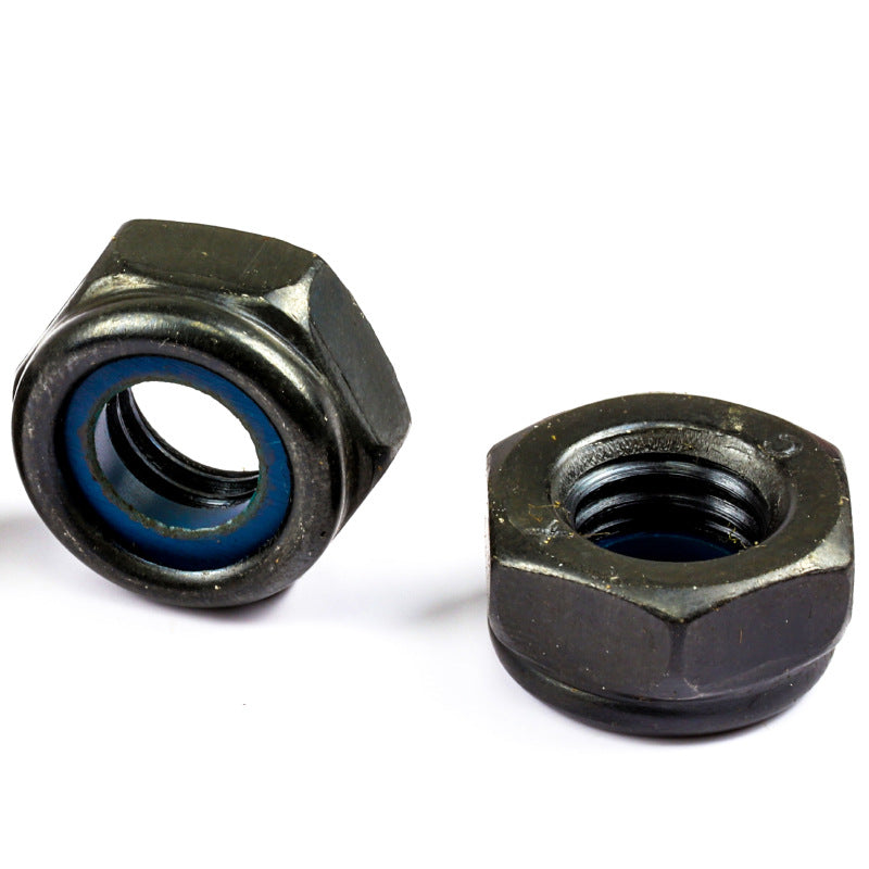M3 M5 M10 304 Stainless Steel Nylon Lock Nuts Black Carbon Steel Anti-Loose Self-Locking Hex Nuts for Industrial Machinery Furniture Assembly Automotive Repair DIY Hardware Fixing