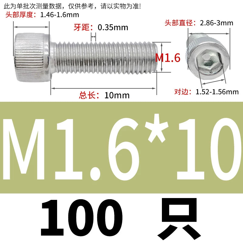 DIN912 M1.4 M2.5 M3.5-M6 304 Stainless Steel Screw Super Long Machine Screw Cup/Cylindrical Head Hexagon