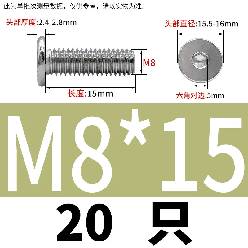 10.9 / 304 Stainless Steel Black Hex Screw CM Ultra-Thin Large Flat Head Low Profile C-Head Flat Shank M1.6-M12