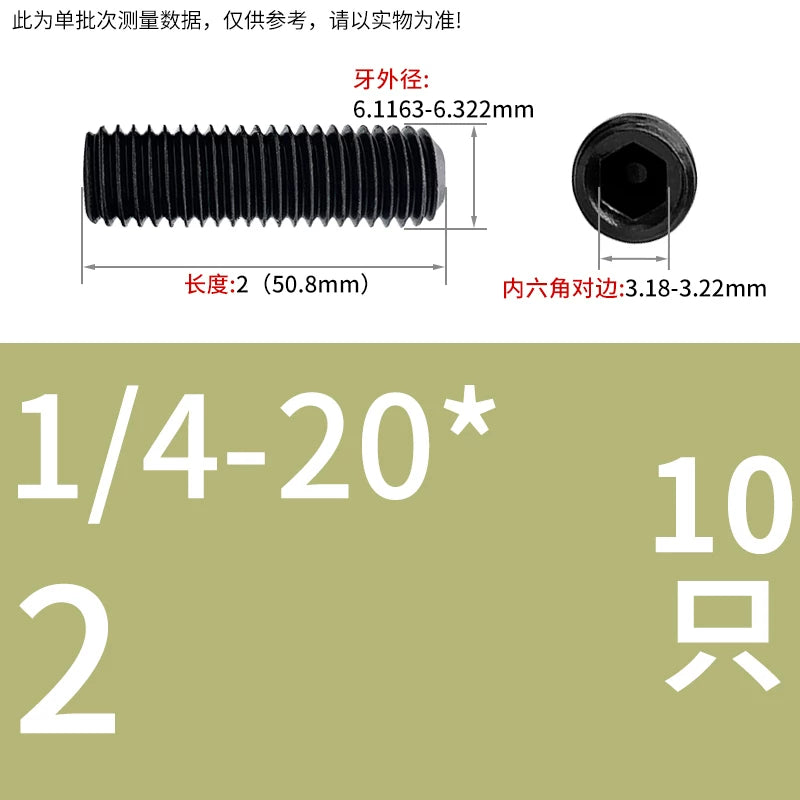 2 #-3/4UNC/UNF Grade 12.9 Screw Imperial Concave End Hex Headless Machine Rice Stop Screw