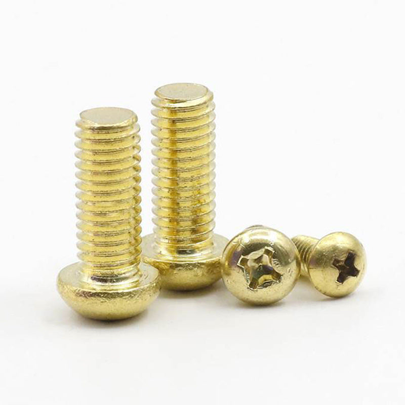 M2M2.5M3M4M5M6M8 Pure Copper Phillips Round Head Screws Phillips Groove Pan Head Screws Machine Thread Copper Screws  for Industrial & Household Use