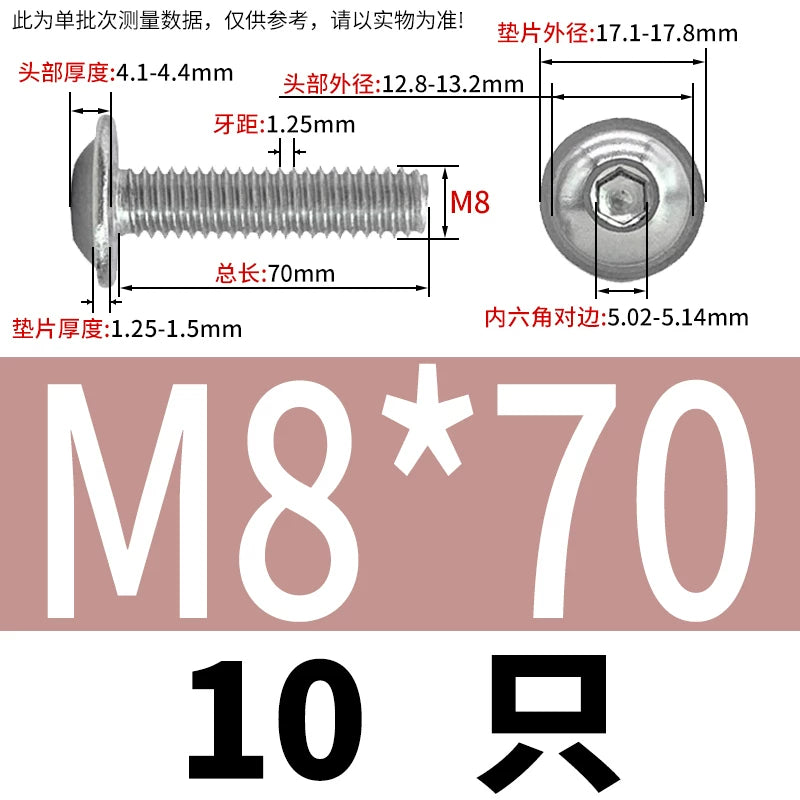 ISO7380.2  M2-M10 Hex Socket Screw 304/316 Stainless Steel Pan Head Flanged Padded Screw