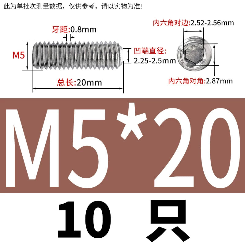 DIN916 M3-M10  316 Stainless Steel Concave End Set Screw Hex Socket Headless Fastener
