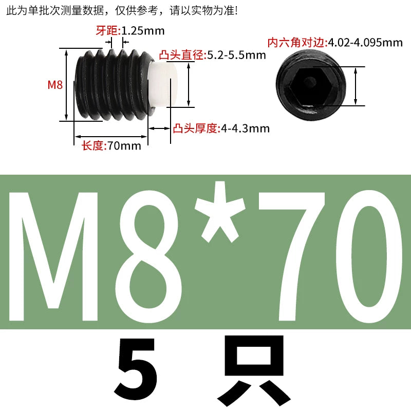 12.9 Black POM/Nylon Screw M2-M10 Buffer Plunger Stop Tightening Machine Bolt