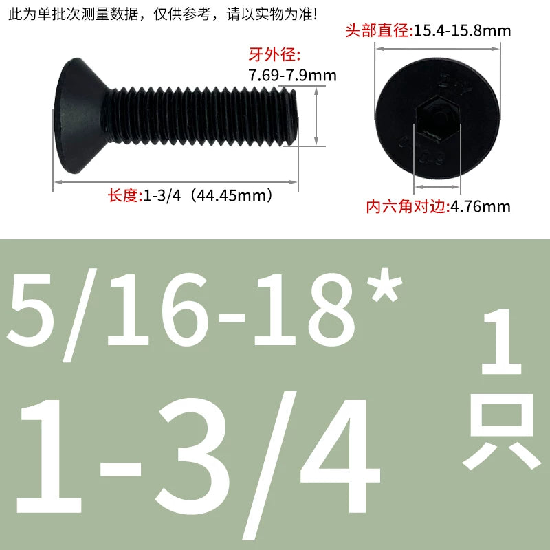5/16-18 BSW 3/8-16 BSW Fastener 10.9 Grade Black Countersunk Head Hex Screw