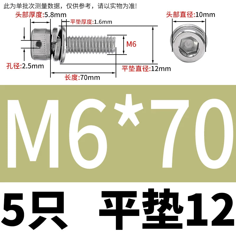 Vented 304/316 SS Socket Head Cap Sems Screws | M3-M8 | Pre-assembled Washers & Sealing Wire Hole