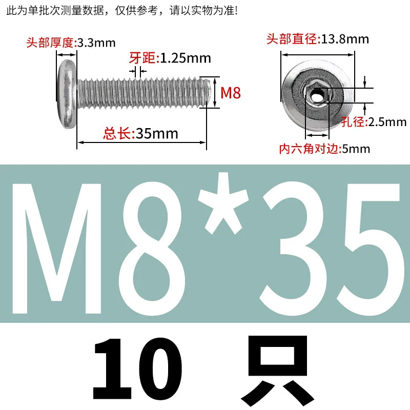 Thin Head Hex Socket Hollow Screws with Chamfered Edge, 304 Stainless Steel Vented Bolts