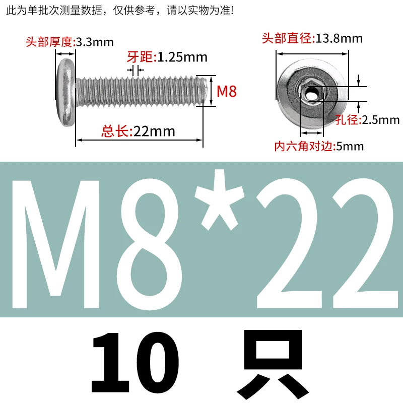Thin Head Hex Socket Hollow Screws with Chamfered Edge, 304 Stainless Steel Vented Bolts