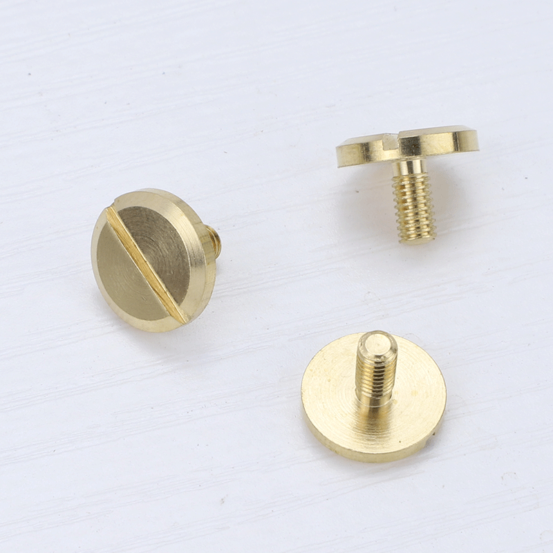 M3 Gold copper mother and child screws one-slot pair of locking copper rivets flat chamfered mother and child screws  for Leather & Craft