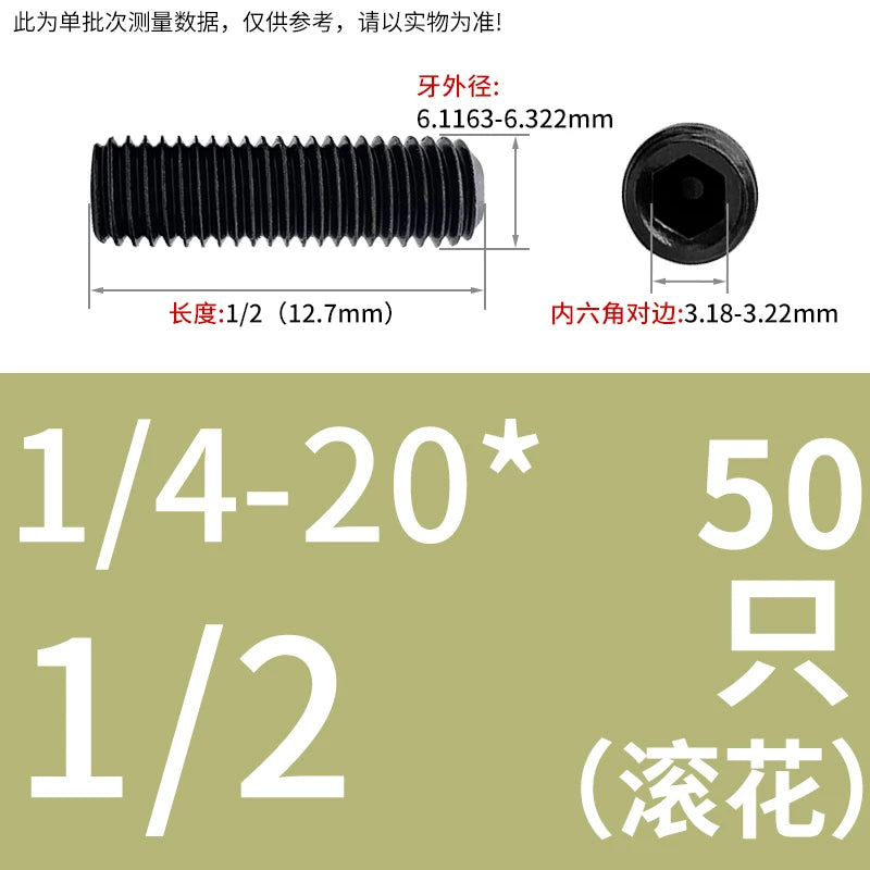 2 #-3/4UNC/UNF Grade 12.9 Screw Imperial Concave End Hex Headless Machine Rice Stop Screw