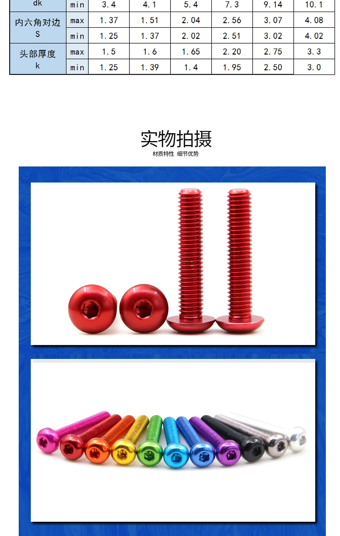 7075 Aerospace Aluminum Button Head Hex Socket Screws | Anodized Colored | Frame Upgrade Fasteners M2-M6