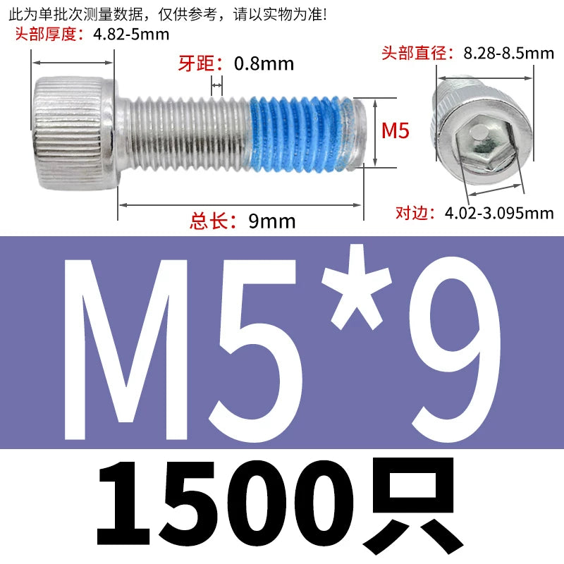 DIN912 Screw M1.4-M24  304 Stainless Steel Cup Head Hex Socket Coated Anti-Loose Bolt
