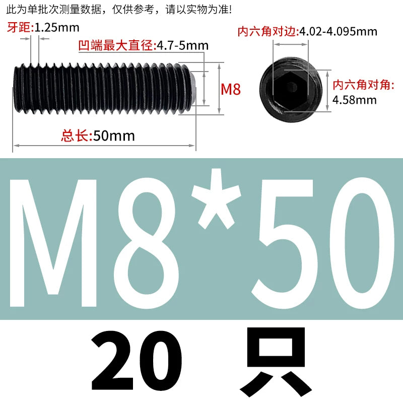 DIN916/GB80 M1.6-M24 Concave End Screw | 12.9 Grade Hex Socket Headless Industrial Set Screw