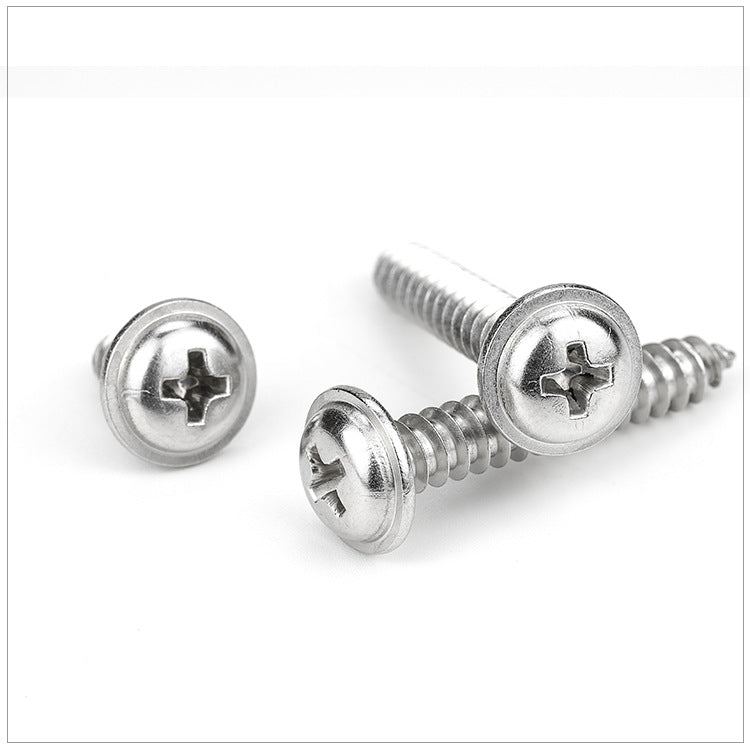M2 M2.6 M3 M4 304 Stainless Steel Phillips Round Head with Pad Self-Tapping Screws for Electronics and Furniture Assembly